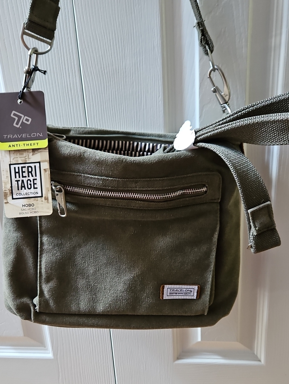 Travelon Olive Green Heritage Canvas Messenger Bag